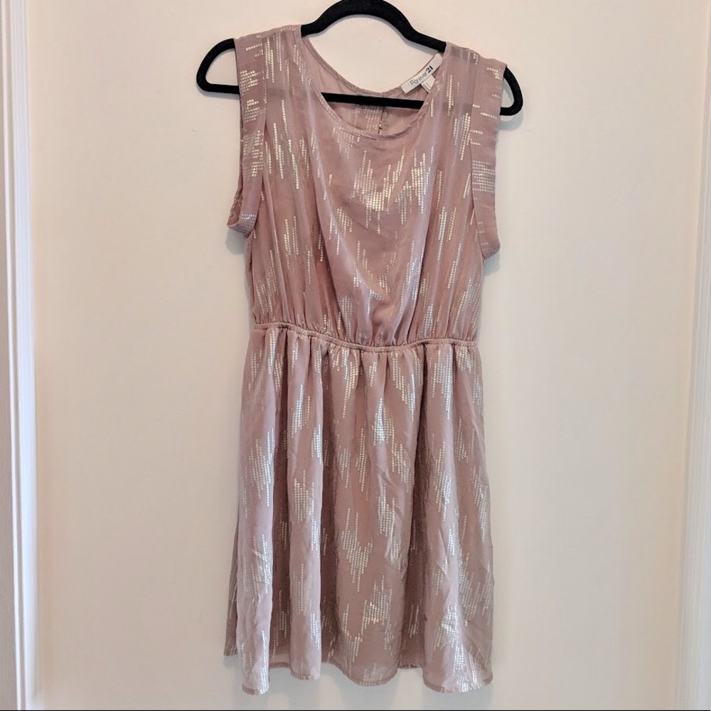 Forever 21 | Gold & Tan Sleeveless Dress Large